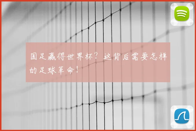 国足赢得世界杯？这背后需要怎样的足球革命！